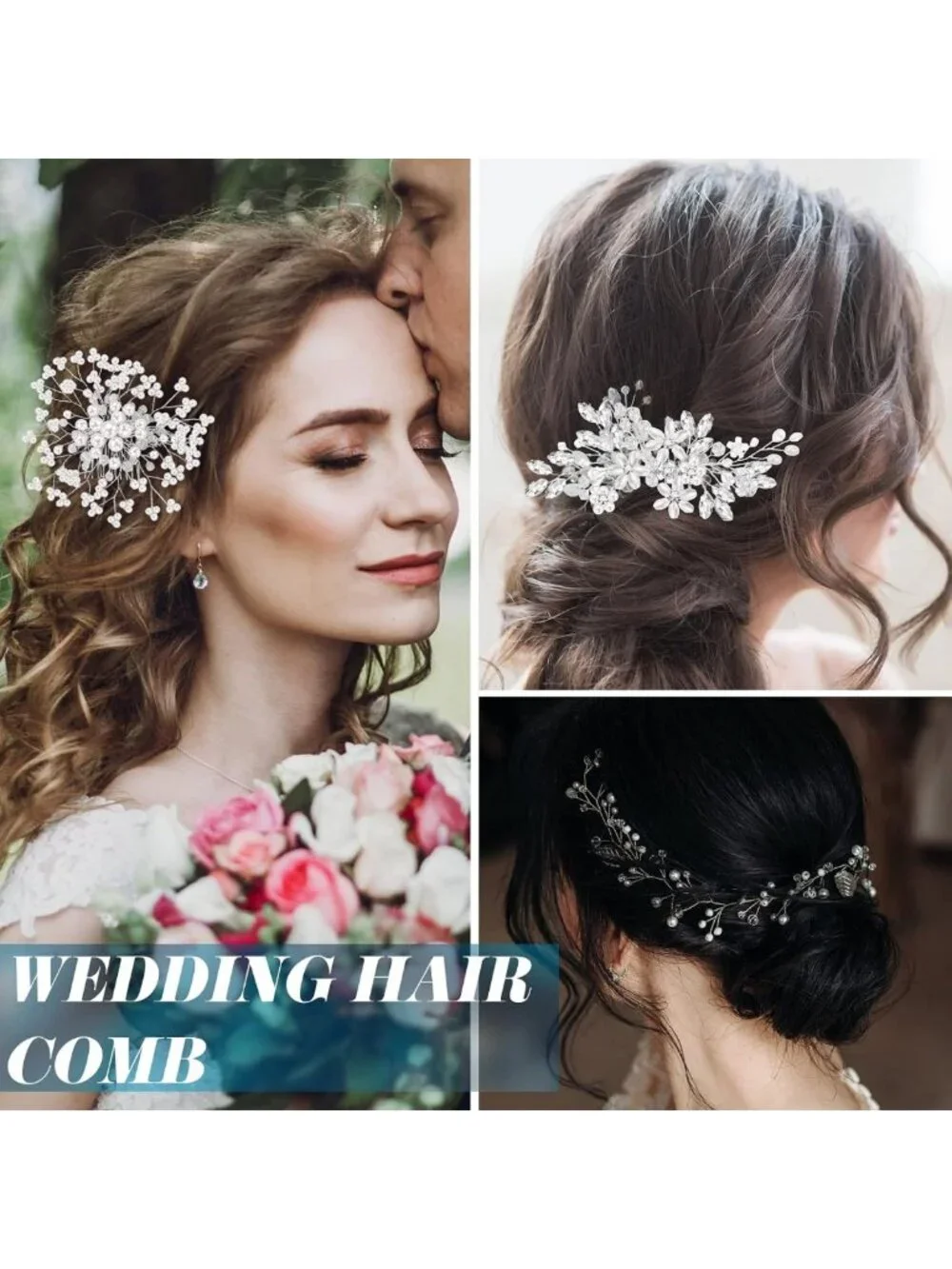44 Wedding Hair Accessories Set - Faux Pearl & Crystal Comb Clips, U-Shaped